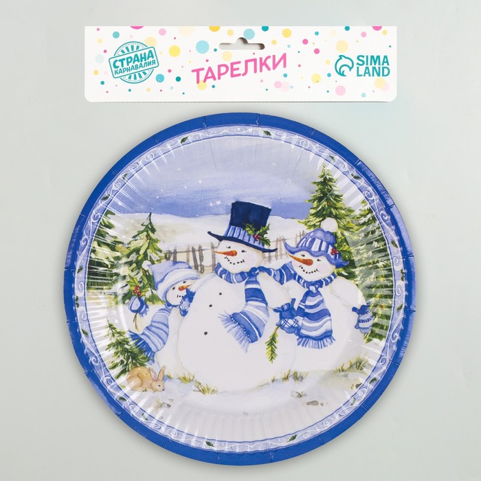 Тарелка бумажная «Снеговички», набор 6 шт. 4308734