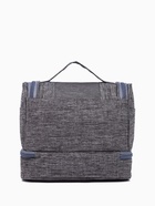 Косметичка, 2 отдела на молниях, с ручкой, серая - Фото 2