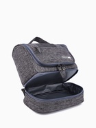 Косметичка, 2 отдела на молниях, с ручкой, серая - Фото 4