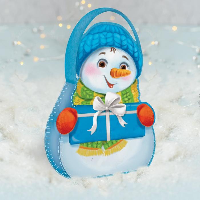Новогодняя сумочка из фетра «Снеговик с подарочком» - Фото 1
