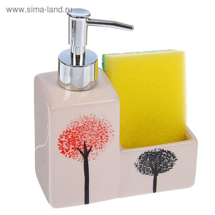 Дозатор 250 мл "Уют" для моющего средства с подставкой для губки, цвета МИКС - Фото 1