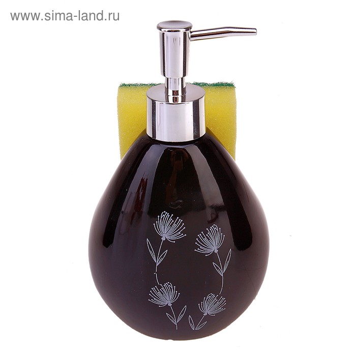 Дозатор для моющего средства 450 мл с подставкой для губки "Грация", вертикальный - Фото 1