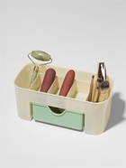 Органайзер для хранения косметики, 6 секций, с ящиком, 21×10.5×9 см, бежевый, зелёный - Фото 1