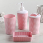 Набор акессуаров для ванной комнаты, 4 предмета (дозатор, мыльница, 2 стакана), цвет МИКС - Фото 1