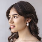 Серьги с жемчугом «Великолепие» два круга, цвет белый в серебре - Фото 2