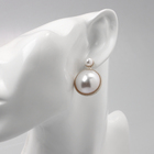 Серьги с жемчугом «Великолепие» два круга, цвет белый в золоте - Фото 4