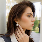 Серьги с жемчугом «Великолепие» два круга, цвет белый в золоте - Фото 2