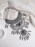 Колье «Одиссея» перья, чёрное в чернёном серебре, 42 см - Фото 6