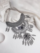 Колье «Одиссея» перья, чёрное в чернёном серебре, 42 см - Фото 8