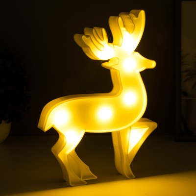 Фигурка светящаяся RISALUX «Олененок», ночник, 8×LED, батарейки 2×АА, белый, 18.5×3.5×25 см