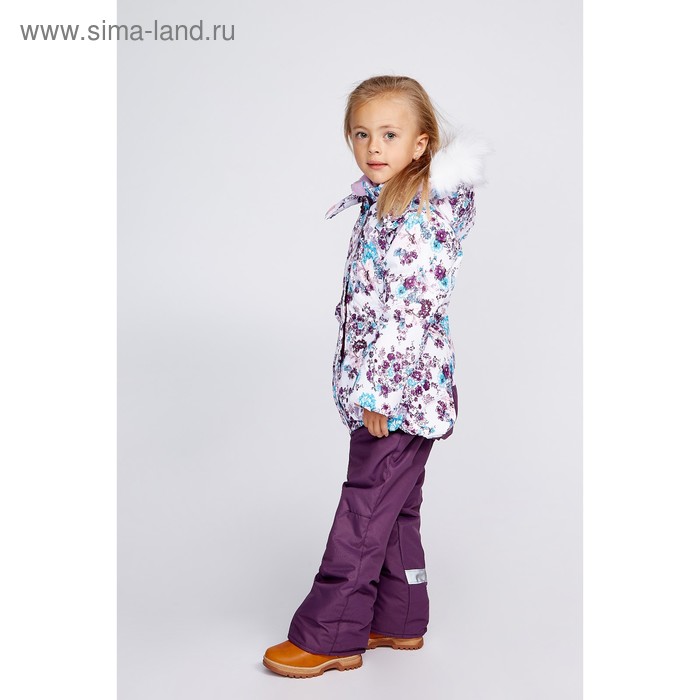 Комплект зимний для девочки, цвет фиолетовый/принт цветы, рост 104 - Фото 1