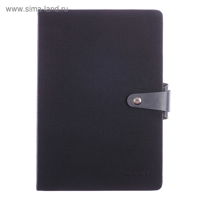 Ежедневник датированный 2020 г, A5, 176 листов deVENTE Gulfstream, искусственная кожа, тонированный блок, ляссе, на кнопке, чёрный - Фото 1