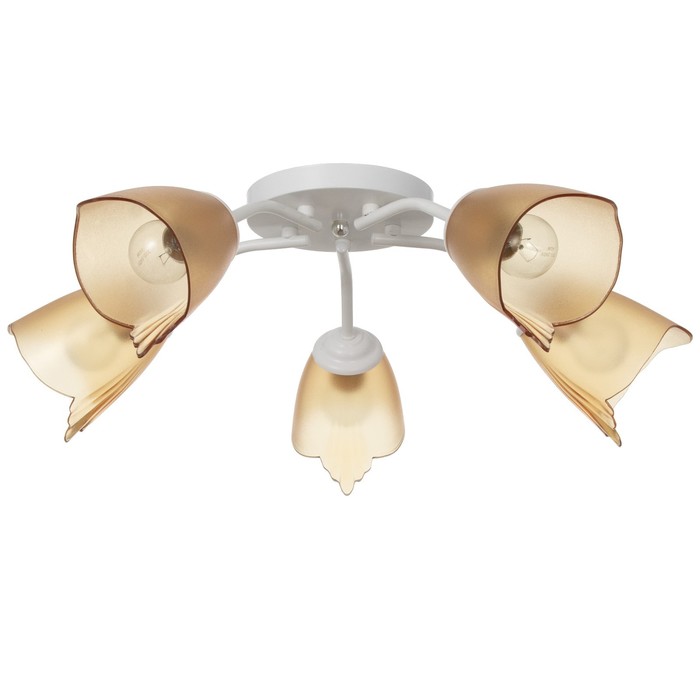 Люстра «Оникс» BayerLux 5×15 Вт E27, белый-коричневый, 52×52×15 см - Фото 1