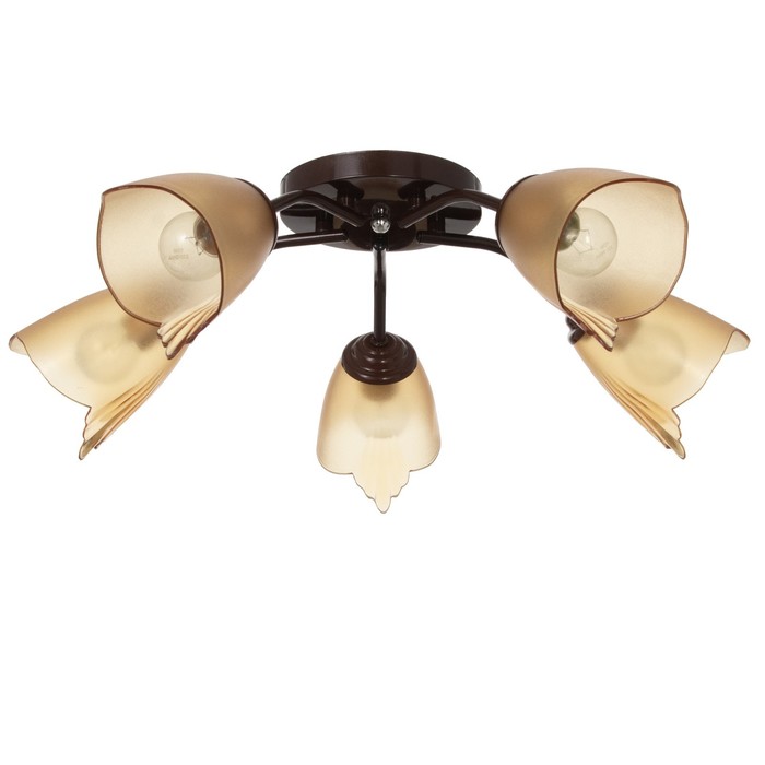 Люстра «Оникс» BayerLux 5×15 Вт E27, коричневый, 52×52×15 см - Фото 1