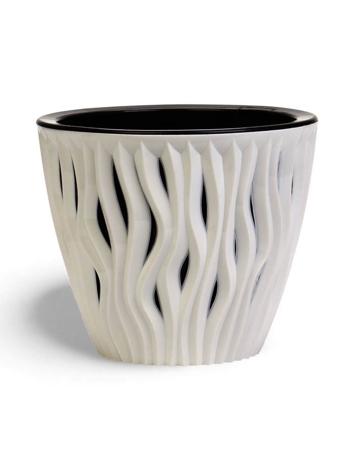 Кашпо для цветов со вставкой «Вдохновение», 3 л, бело-чёрное - Фото 1