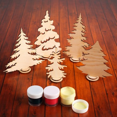 Набор фигурок «Ёлочки на подставке», 5 шт., заготовки для творчества