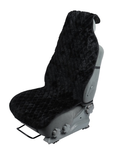 Накидка на переднее сиденье, искусственный мех, ромб, размер 55×135 см, черный