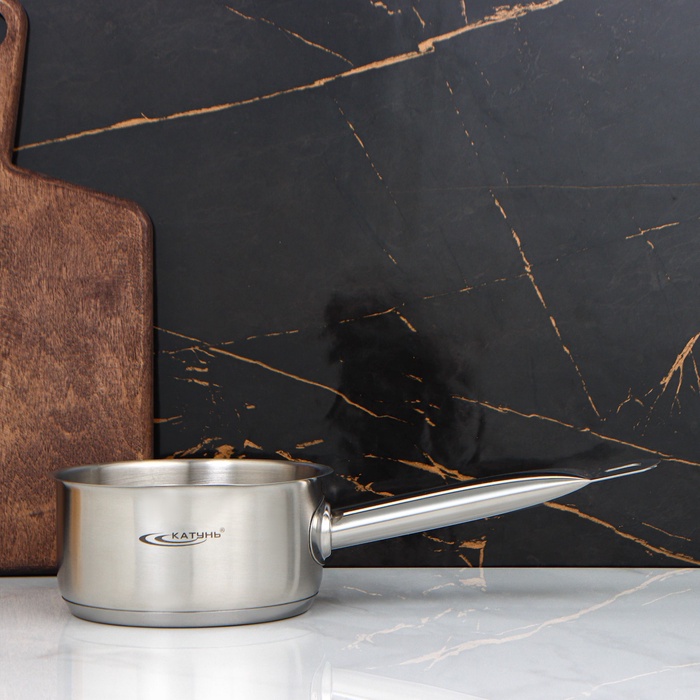 Ковш Катунь «Общепит», 1 л, d=14 см, h=7 см, капсульное дно, индукция, нержавеющая сталь кт-об-кв-14