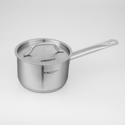 Ковш Катунь «Общепит», 1.8 л, d=16 см, h=9 см, металлическая крышка, индукция, нержавеющая сталь