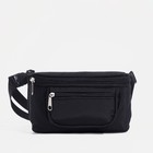 Поясная сумка на молнии, наружный карман, регулируемый ремень, цвет чёрный - фото 8486314