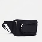 Поясная сумка на молнии, наружный карман, регулируемый ремень, цвет чёрный - фото 320138626
