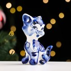 Сувенир «Котик», сидячий, хвост трубой, гжель (комплект 2 шт) - фото 24532122