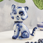 Сувенир «Котик», сидячий, хвост трубой, гжель (комплект 2 шт) - фото 24532123