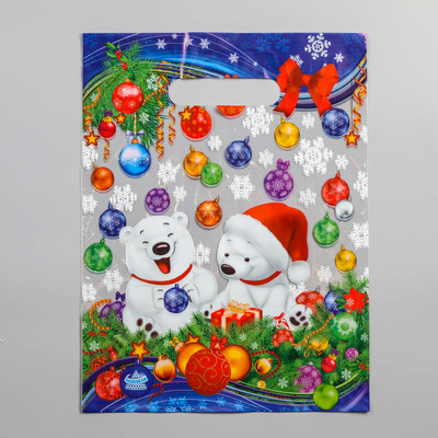 Пакет "Медвежатки", полиэтиленовый с вырубной ручкой, 30 х 23 см, 30 мкм