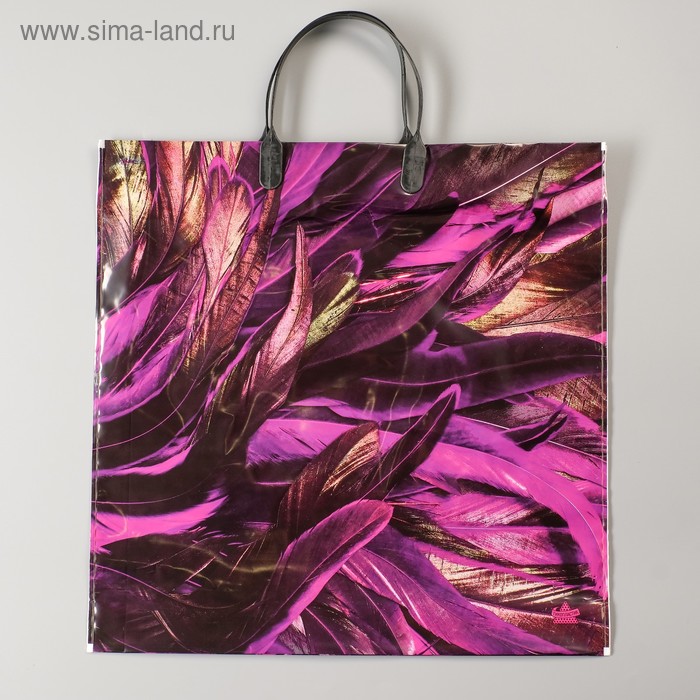 Пакет "Фиолетовые перья", полиэтиленовый с пластиковой ручкой, 36 х 37 см, 100 мкм - Фото 1