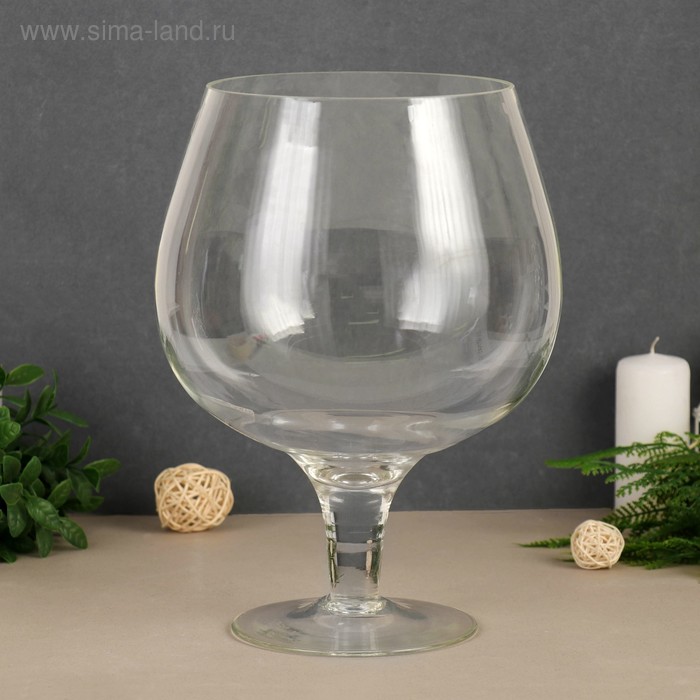 Ваза для цветов «Натали-3», бренди на средней ножке, 7 л, d=17 см, 33×22 см, стекло, прозрачная - Фото 1