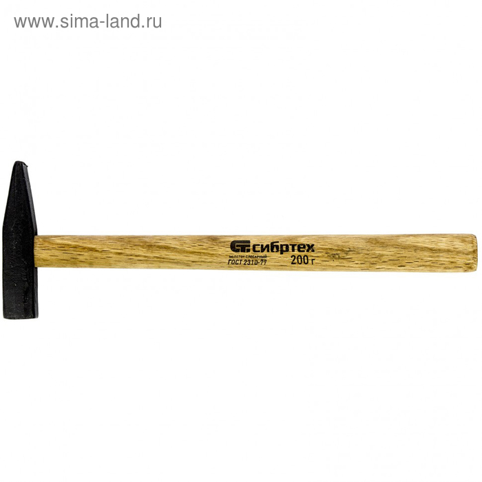 Молоток "Сибртех" 10211, слесарный, квадратный боек, деревянная рукоятка, 200 г - Фото 1