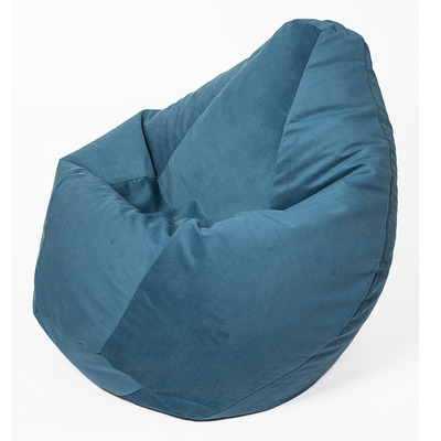 Кресло-мешок «Груша» малая, диаметр 70 см, высота 90 см, цвет синий, велюр