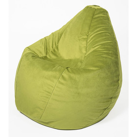Кресло-мешок «Груша» средняя, диаметр 75 см, высота 120 см, цвет травяной, велюр