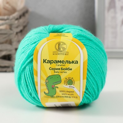 Пряжа для вязания спицами, крючком «Камтекс. Карамелька», 100% акрил, 175 м/50 г, (079 яркая мята)