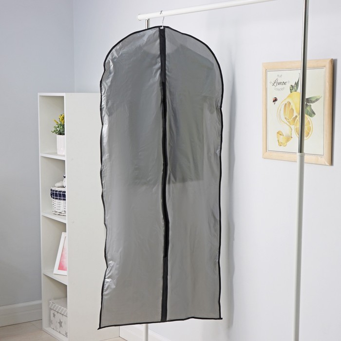 Чехол для одежды плотный Доляна, 60×160 см, PEVA, цвет серый - Фото 1