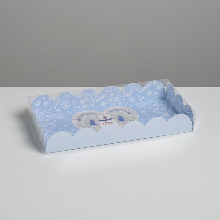 Коробка для кондитерских изделий с PVC крышкой «Снежная пора», 10.5 х 21 х 3 см, Новый год