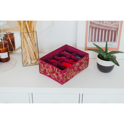 Органайзер для хранения белья «Бордо», 8 отделений, 28×14×10 см, цвет бордовый