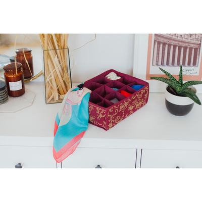 Органайзер для хранения белья «Бордо», 12 отделений, 32×24×12 см, цвет бордовый