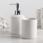 Аксессуары для ванной «Минимал», 2 предмета: дозатор для мыла 350 мл, стакан 350 мл, белые - Фото 2