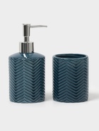 Аксессуары для ванной «Минимал», 2 предмета: дозатор для мыла 350 мл, стакан 350 мл, синие - Фото 1