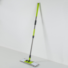 Швабра для мытья пола плоская, 2 насадки из микрофибры 41×12 см, стальной телескопический черенок 94-129 см - Фото 1