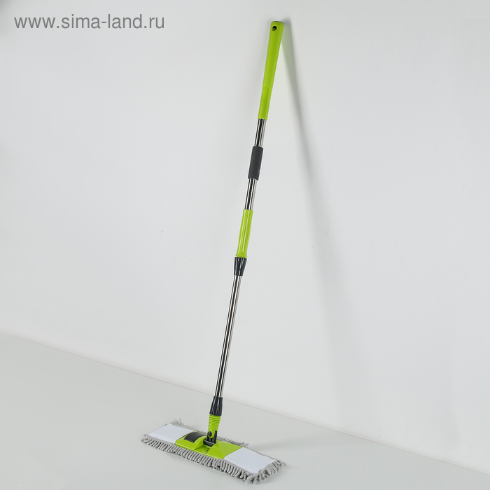 Швабра для мытья пола плоская, 2 насадки из микрофибры 41×12 см, стальной телескопический черенок 94-129 см - Фото 1