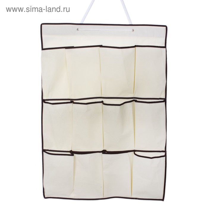 Органайзер подвесной с карманами, 12 отделений, цвет бежевый - Фото 1