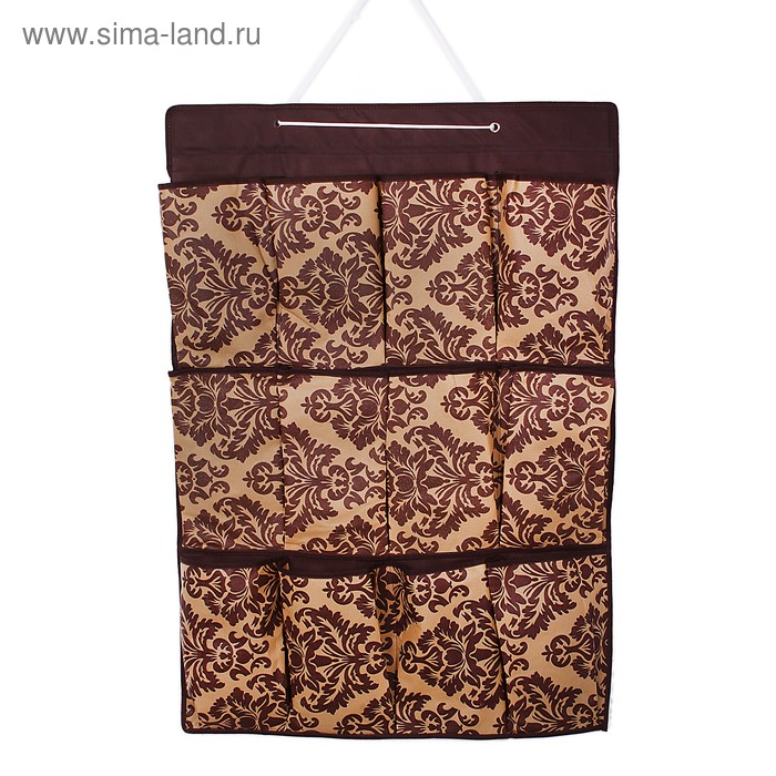 Органайзер подвесной с карманами, 12 отделений, цвет коричневый - Фото 1