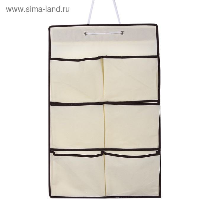 Органайзер подвесной с карманами , 6 отделений, цвет бежевый - Фото 1