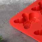Форма для выпечки Доляна «Новый год. Имбирный пряник», силикон, 28×17 см, 6 ячеек, цвет красный - фото 4282724