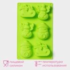 Форма для выпечки Доляна «Новый год», силикон, 27×17×3 см, 6 ячеек (8×7×3 см), зелёная - Фото 2