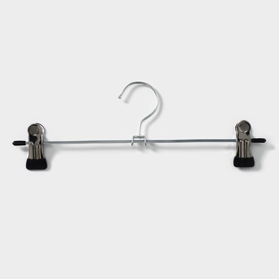 Вешалка для брюк и юбок с зажимами, 30×10 см, серебряная