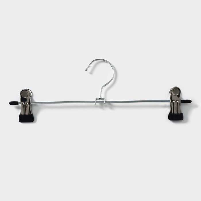 Вешалка для брюк и юбок с зажимами, 30×10 см, серебряная - Фото 1