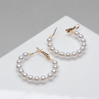 Серьги кольца с жемчугом QF «Нежность жемчуга», d=3.5 см, белые в золоте - Фото 4